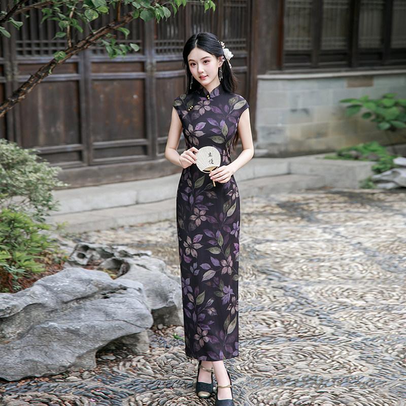 Black sleeveless national style new Chinese style Suzhou daily long cheongsam improved young 1011 new women's high sense