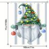 1pc Christmas Gnome Santa Hat Shower Curtain - Festive Holiday Bathroom Decor with Snowflakes & Ornaments, Machine Washable Poly