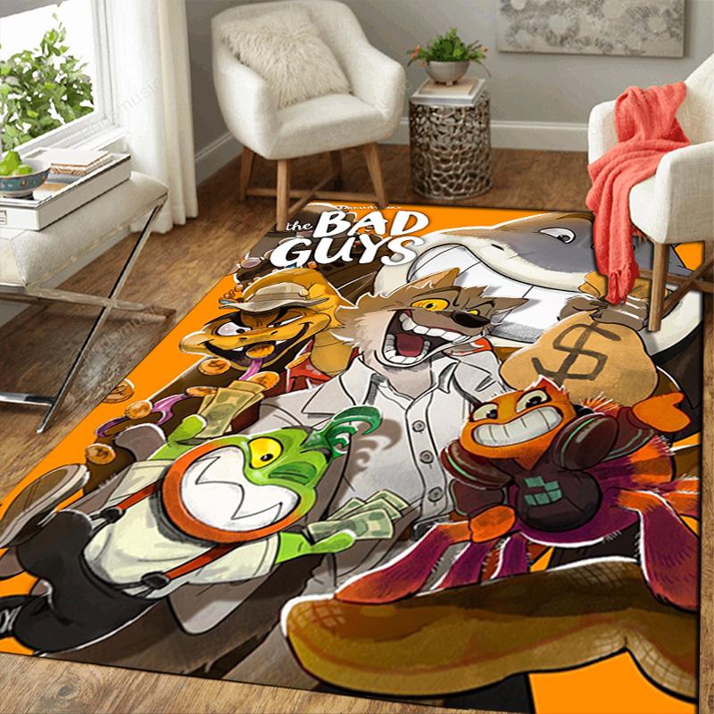 The Bad Guys Theme Rug Floor Mat for Living Room or Bedroom Soft and Comfortable Carpet a Gift for Birthday and Holiday.