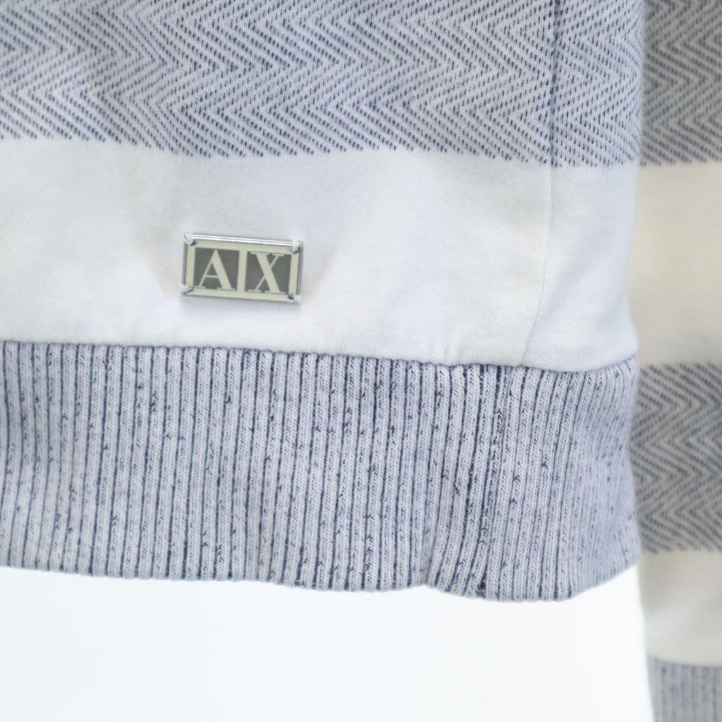 ARMANI EXCHANGE Border Pattern Long sleeve Half zip Parker S white Men's Used