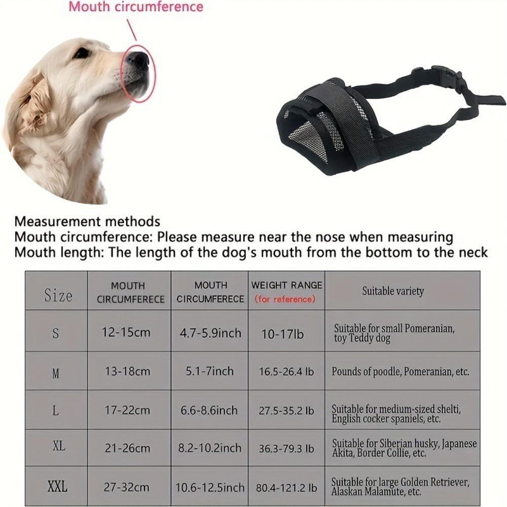 Adjustable Dog Muzzle Front Opening Design Allows Drinking Puppy Mouth Cover Prevents Biting Breathable Mesh Pet