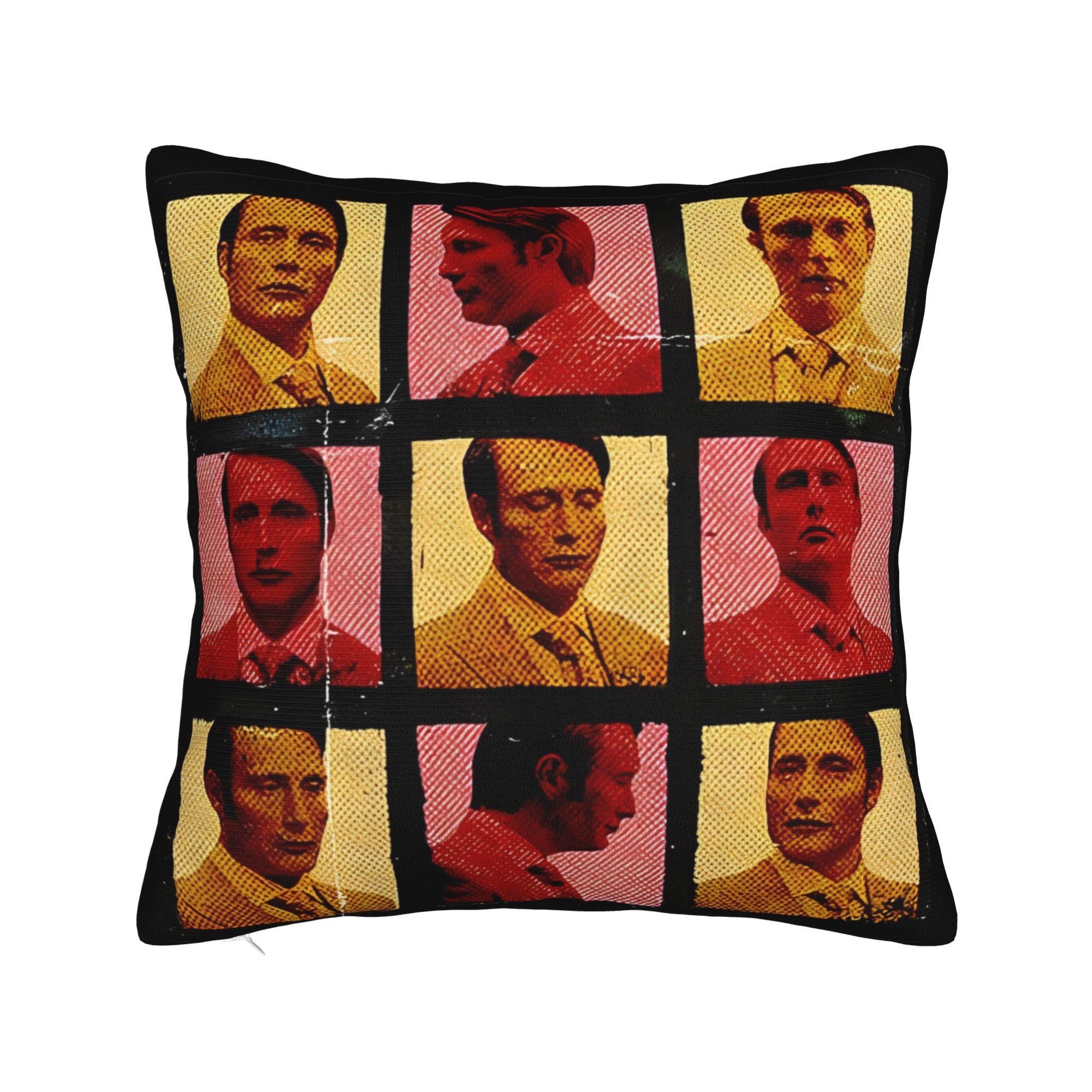 

Ханнибал Съест Грубую Квадратную Наволочку Чехлы для Подушек с Мадсом Миккельсеном Индивидуальный Чехол для Декоративной Подушки на Молнии для Дивана 30x30cm 12x12in