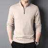 Autumn Men's Long-sleeved T-shirt Middle-aged Fashion Casual Stand-up Collar Zipper Solid Color Bottoming Top