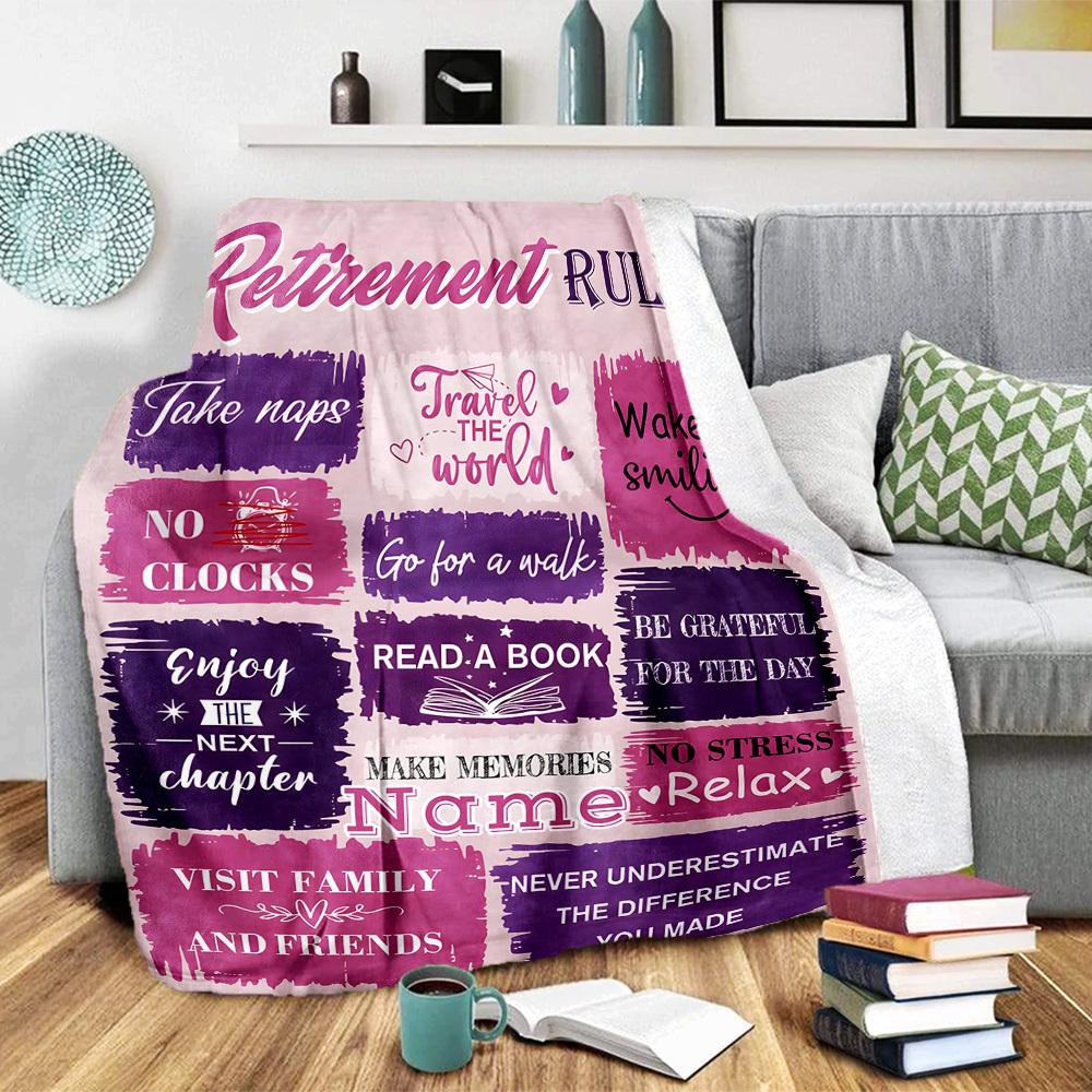 Retirement Rules Home Customize Your Name Blankets Comfortable Soft Lightweight Allseason Multipurpose Blanket For Picnics Sofas Offices Beds Living