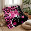 Pink Roses and Leopard Print 3 Theme blanket Lightweight Warm Flannel Blanket Decorative Throw Blanket for Home Decoration