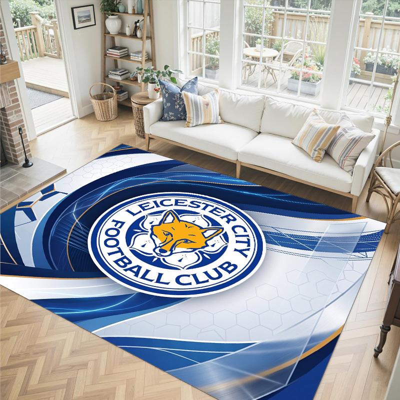 Leicester City Football Design Crystal Velvet Carpet Cozy Non?Slip Printed Rug For Bedroom Living Room Entrance