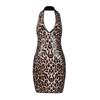European & American Leopard Print Sexy Slim-Fit Deep V Backless Dress for Women