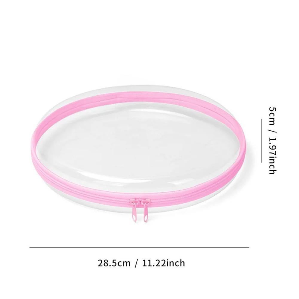 New Plastic Clear Hard Shell Zipper Case Round Waterproof Storage Organizer Bins Stackable Portable Cosmetic Bag Kid's Storage