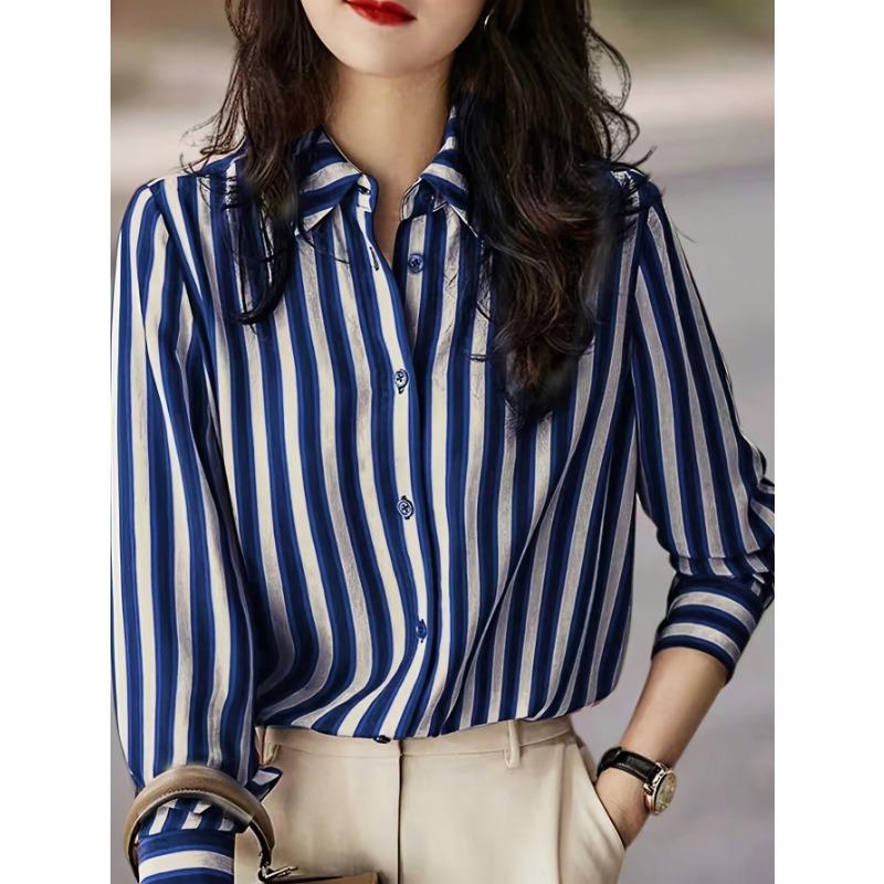 Camicia Casual a Strisce a Manica Lunga da Donna