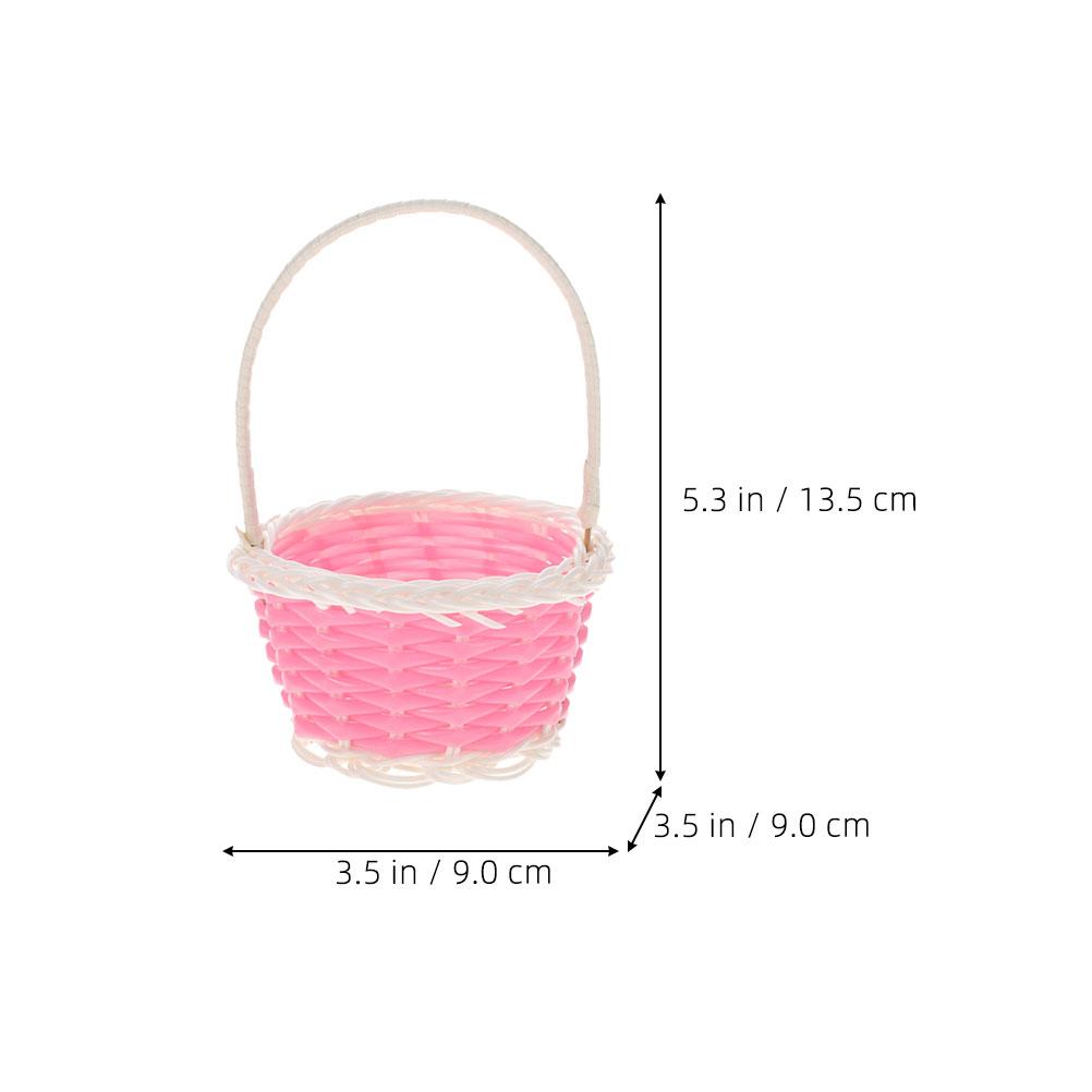 

6 Pcs Pink Tiny Woven Handle Storage Baskets Compact Lightweight Decorative Small Party Favor Candy Gift Home Decoration рожевий