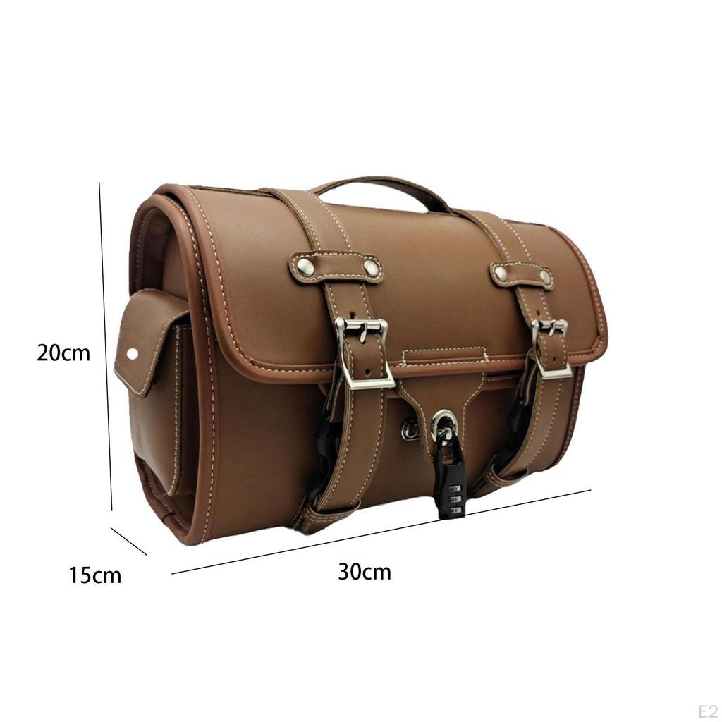 Sacoche De Selle Moto En Cuir - Grande Capacité, étanche - Installation Facile Sans Outil - Pour Porte-bagages Ou Cadre - Rangement Outils, Affaires