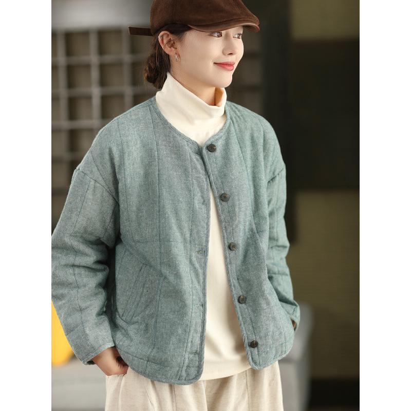

Winter 2025 Cotton and Linen Padded Coat - Thick, Warm Outerwear Extra Extra Large серый/синий