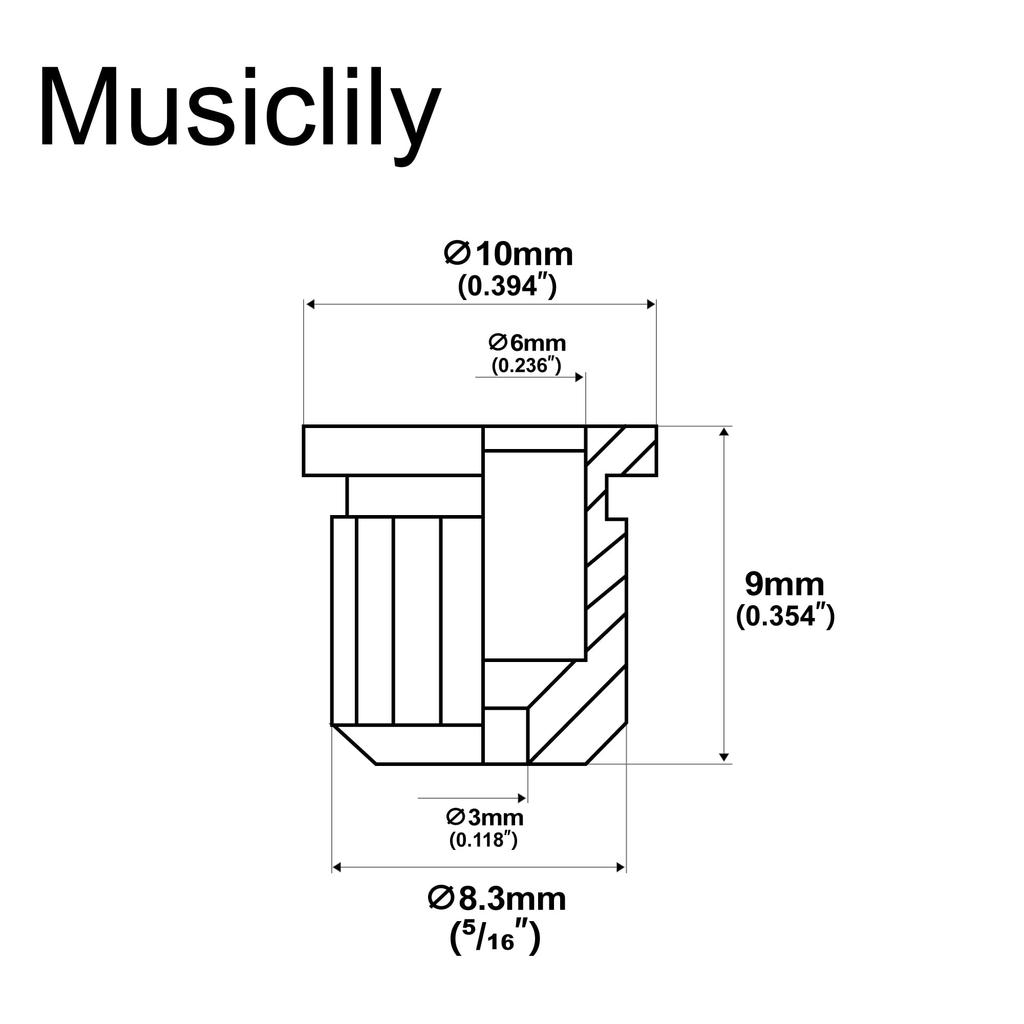 Musiclily Ultra 8.3mm Brass G-TLB-1 Guitar String Bushings for TL Telecaster Electric Guitars, Gold (Set of 6)