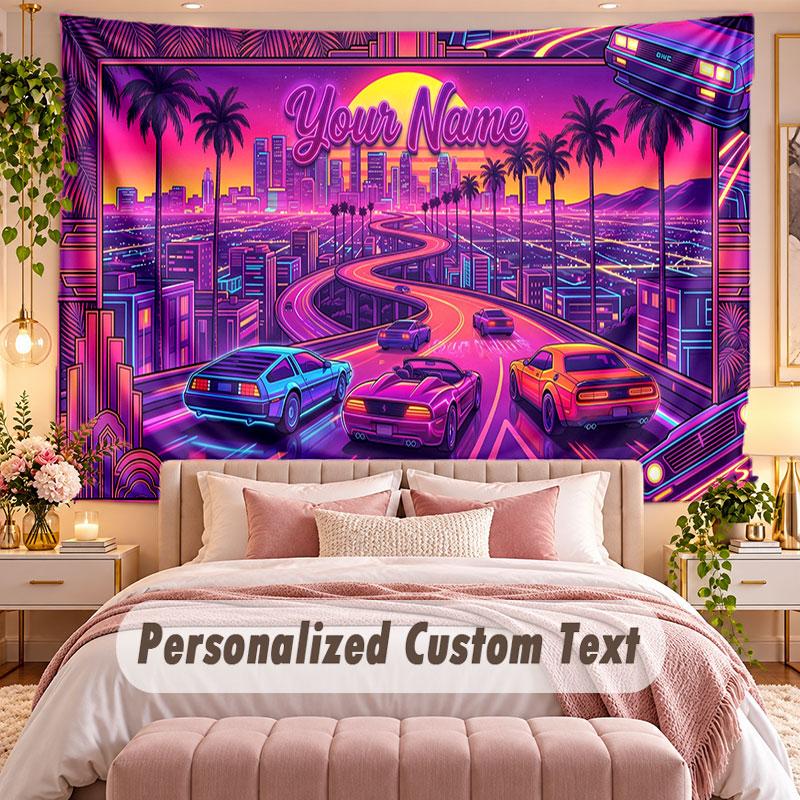 Autorennen (103) Themen-Wandteppich, individuell mit Namen und Text, personalisierter Hänge-Wandteppich für Schlafzimmer, Wohnzimmer-Dekoration