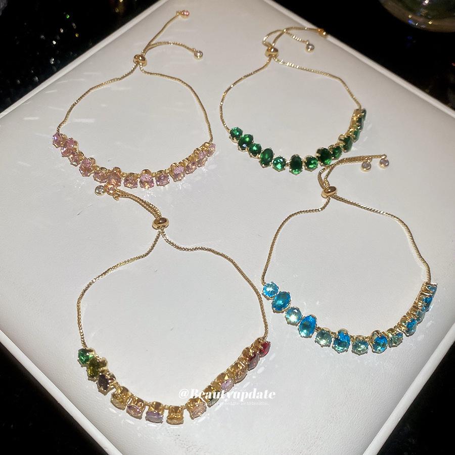Elegant French Zirconia Geometric Oval Bracelet - Light Luxury & Fashionable Jewelry Piece