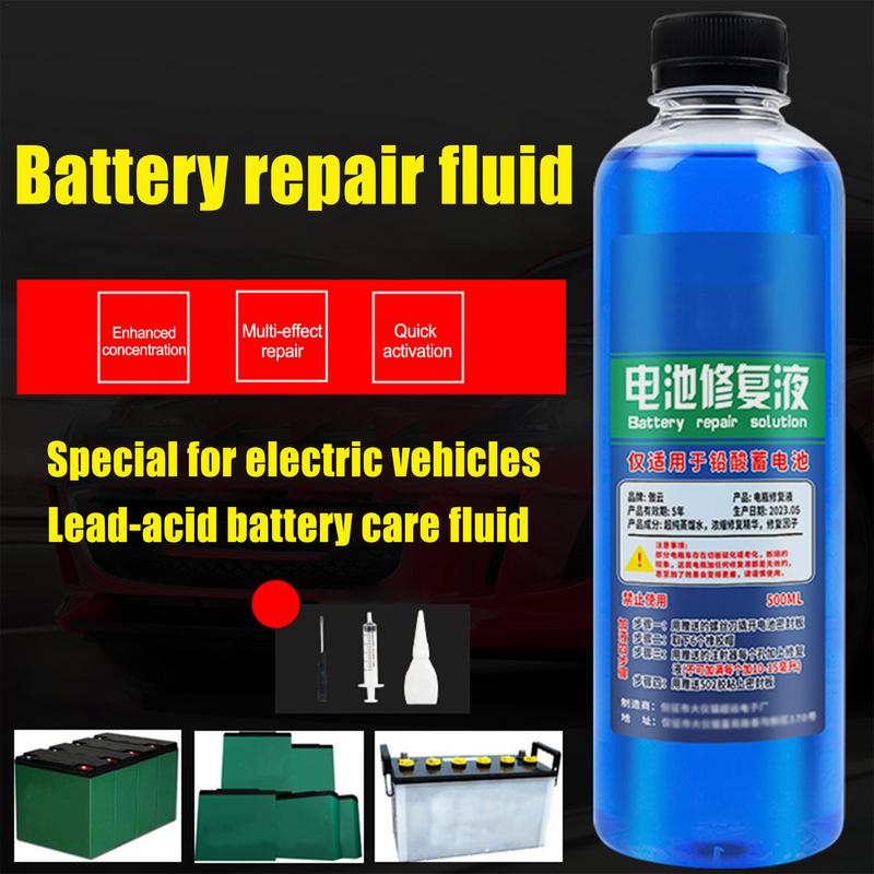 Liquido Riparazione Batteria 500ML Liquido Ripristino Batteria Sicuro Efficace Fluido Riparatore Liquido a Base d'Acqua Additivo Liquido Pulitore Term