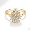 Fashion Sunflower Rotating Adjustable Knuckle Rings for Women Copper Inlaid Shiny Rhinestone Anti-Anxiety Relaxing Ring