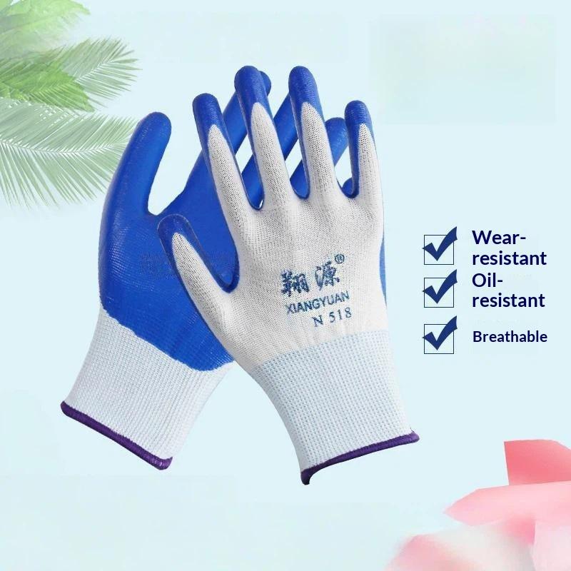 1 Pairs Nitrile Coated Work Gloves Non-Slip Knit Safety Protective Gloves Industrial Labor Building Construction Work Gloves