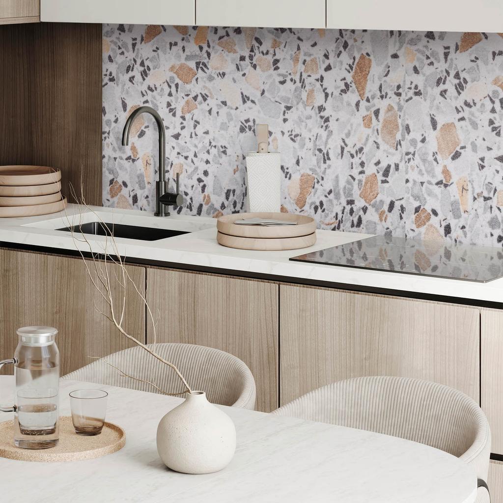 Self-adhesive Printed Vinyl Panel 120x60 cm Pattern with Stone Inserts