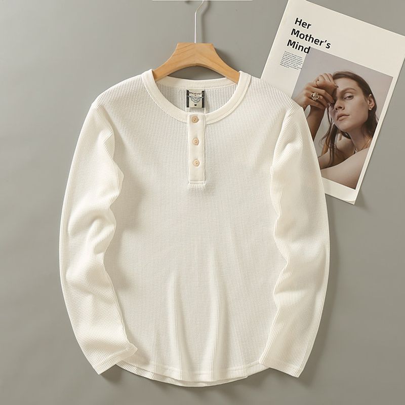 Foreign Trade Export OEM Goods Tail Goods Minimalist Long Sleeve Base Shirt White L