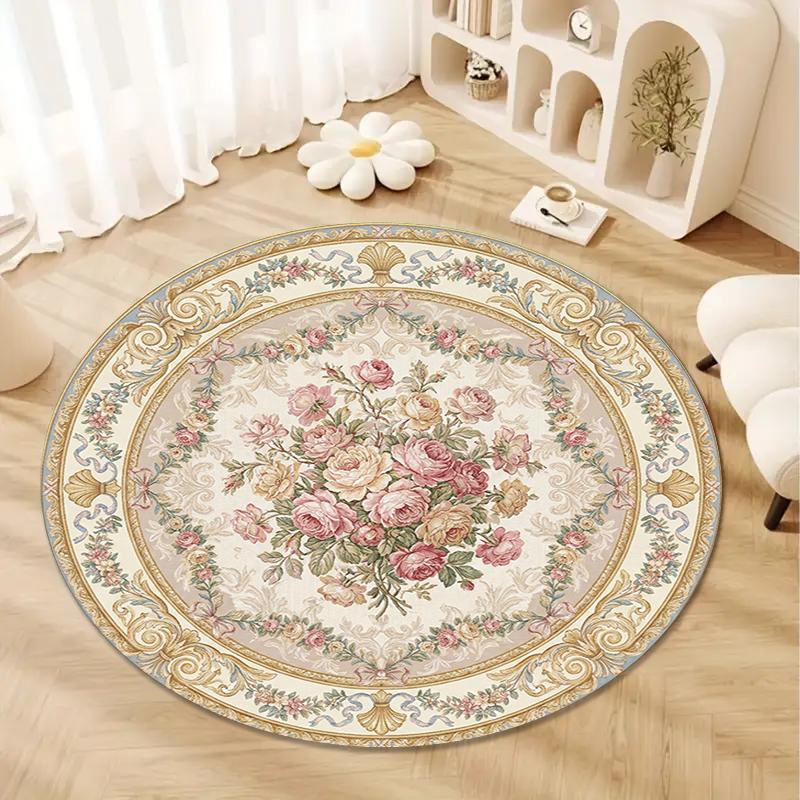 Rose Gorgeous Round Area Rug,Carpet Rug for Living Room Bedroom Sofa Playroom Decor,Non-slip Floor Mat64