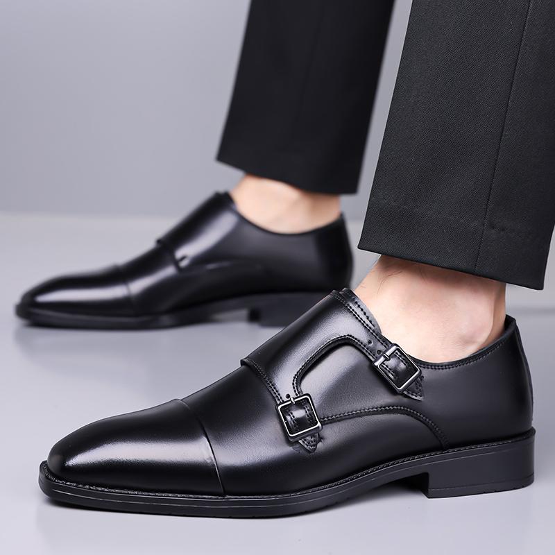 Fashion Gentleman's Leather Shoes Classic Casual Business Style Work and Office Fashion Party Groom's Wedding DRESS Plus Size Black