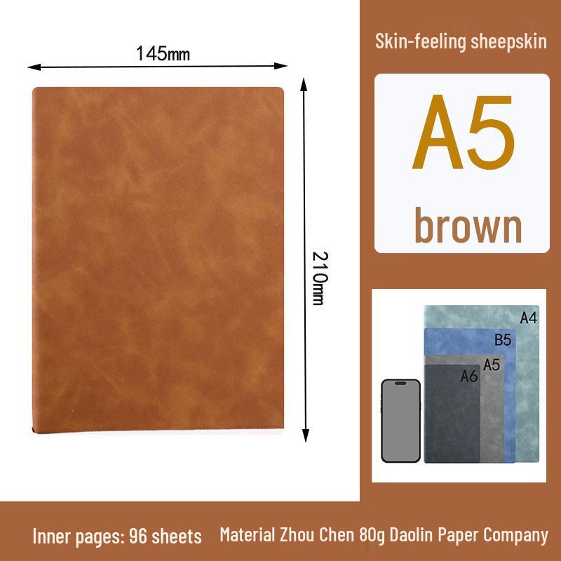Lambskin Retro Business Notebook: Thick Soft Leather Diary
