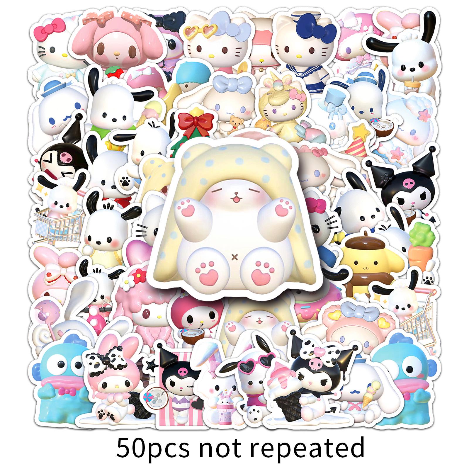 

50 Sheets of 3D Sanrio Stickers: Cute KT Cat & Melody Waterproof Phone Case Stickers