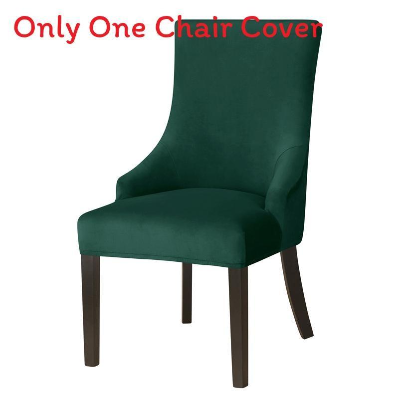 Stretch Velvet Wingback Chair Cover High Back Sloping Arm Dining Chairs Cover