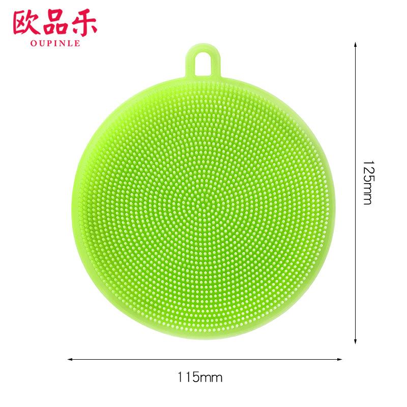 Kitchen Multi-Functional Silicone Brush, Hanging Hole Round Silicone Dishwashing Brush, Decontamination Non-Oil Pan And Bowl Cleaning Brush