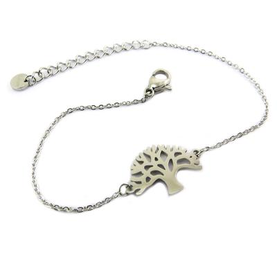 [P7930] - Designer-Armband Stahl 'Baum des Lebens' silberfarben - 15x12 mm