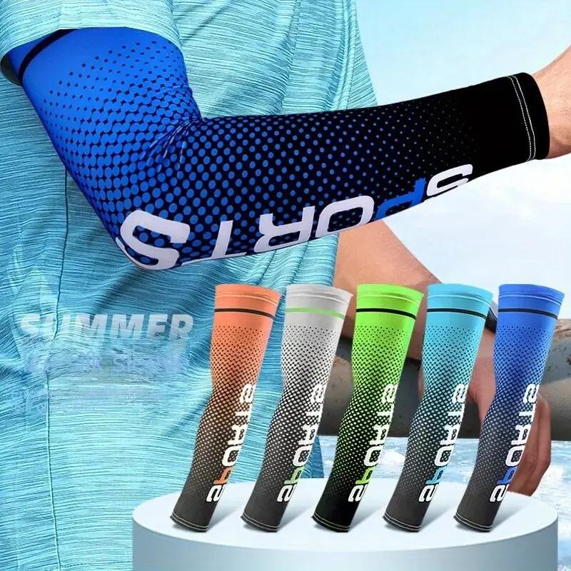 Ice Silk Arm Sleeves Uv Protection Anti-Slip Sunscreen For Men & Women Cooling Summer Outdoor Sports Sleeve For Cycling