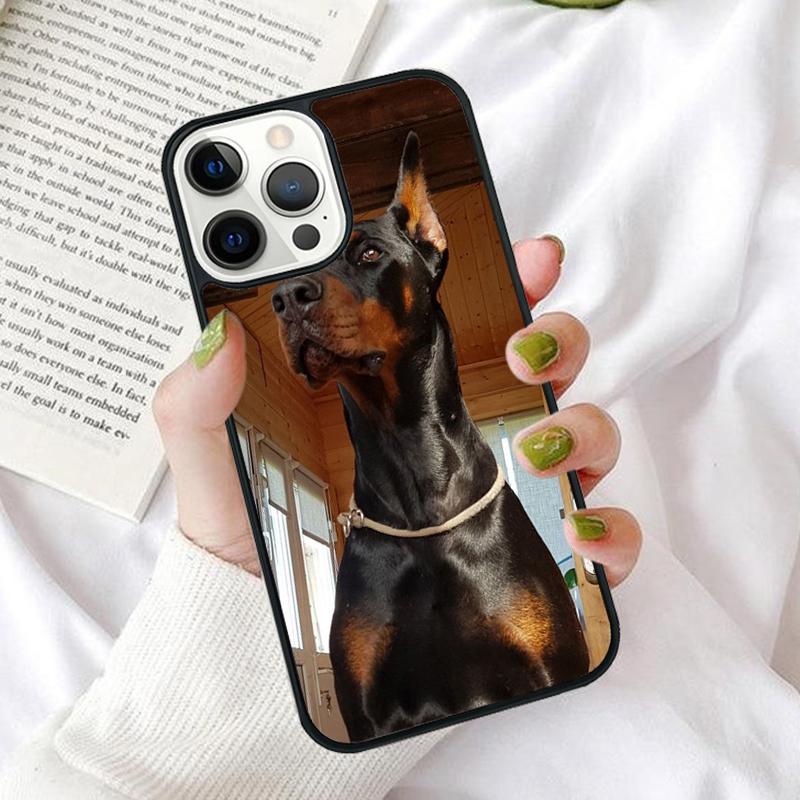 Cartoon Doberman Dog Phone Case Cover for iPhone 17 Air 16 16e 12 11 13 14 15 Pro Max for Apple Plus Coque