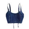 Trendiges Jeans-Crop-Top mit Kreuzträgern - Sexy Sommer-Mode für Damen
