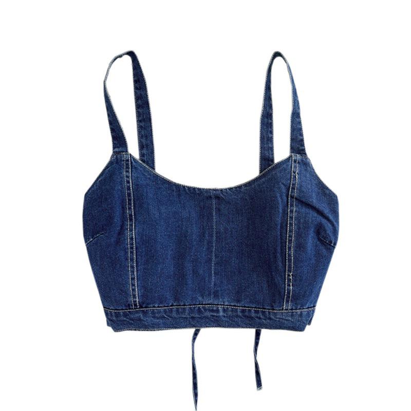 Trendiges Jeans-Crop-Top mit Kreuzträgern - Sexy Sommer-Mode für Damen