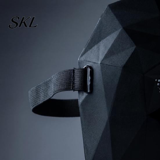 Hard Plastic Cosplay Mask Halloween Geometric Mask, Polygonal Cool Party with Mesh Eyes, Recognition Boss Style Black White for Masquerade,