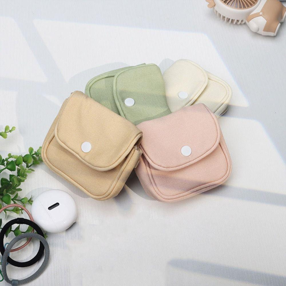 Canvas Mini Portable Coin Purse Solid Color Card Organizer Student Simplicity Wallet Lightweight Key Case Portable Card Holder
