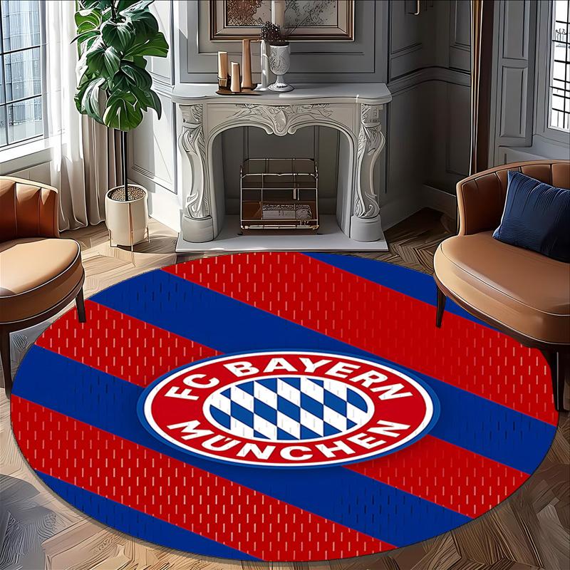 1pc B-Bayern Munich Carpet, Round Rug, Comfortable, Suitable for Entryways, Living Rooms, Office, And Bedrooms, Christmas Decoration