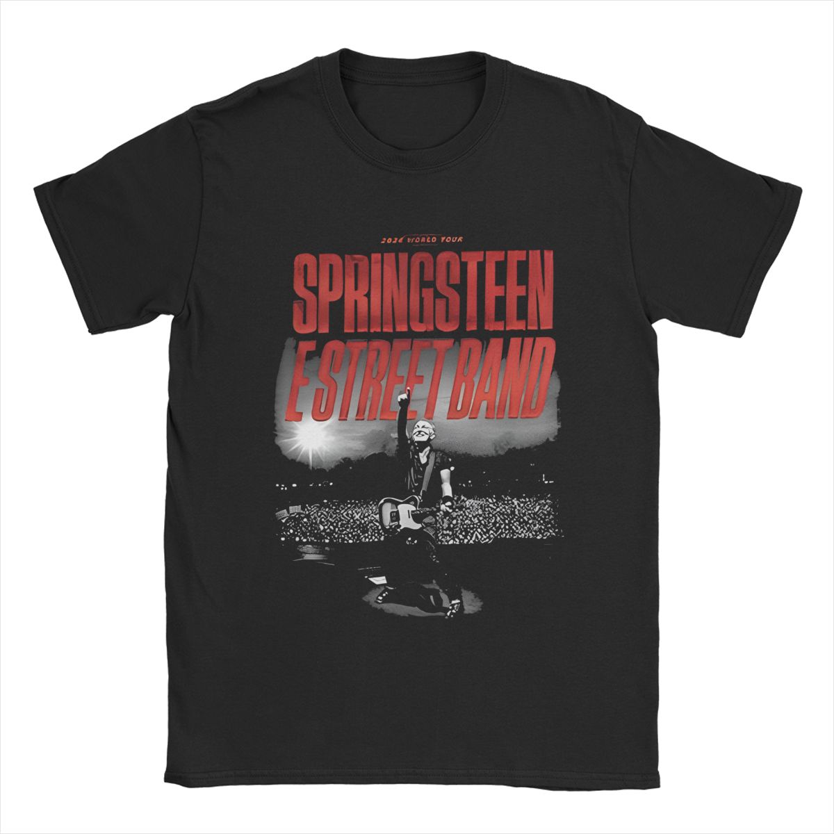 

Футболки World Bruce Springsteens The Rock Music Tour, одежда для мужчин и женщин, хлопковая винтажная футболка с коротким рукавом, одежда S чёрный