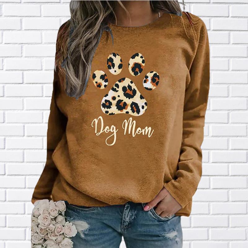 Dámské podzimní topy volné Cat Ranunculus Chinensis Tisk Kauzální tričko s dlouhým rukávem Top halenka