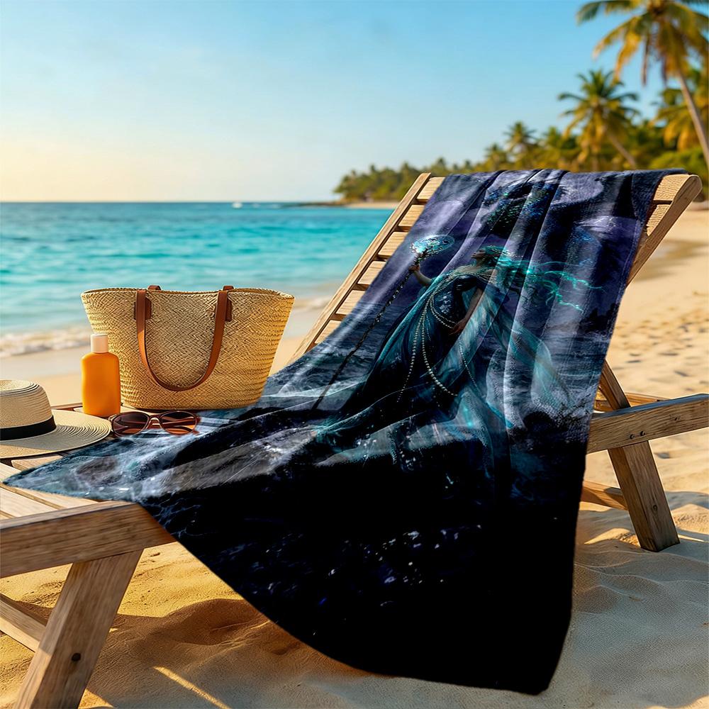 Gothic Style Beach Towel Quick-Dry Soft Microfiber Comfortable Lightweight Suitable for Swimming, Gym, Camping, Yoga Vacation