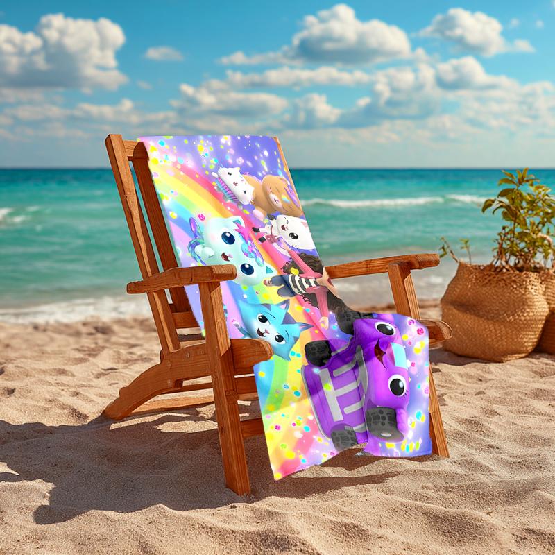 1Pc Rainbow Adventure Friends Beach Towel, Quick Dry, Multi-Use for Beach Pool Gym Yoga Home Travel, Christmas, Halloween, Xmas Gift M928361