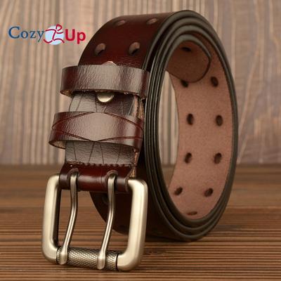 Cozy Up Double Pin Buckle Men's Belt Cowhide Personalized Belt Casual Jeans Belt