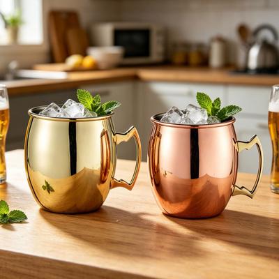 Moscow Mule Cup Stainless Steel Hammered Copper Plated Mug Rust-Proof Cocktail Cup for Whiskey Beer Iced Coffee Dishwasher Safe Gifts