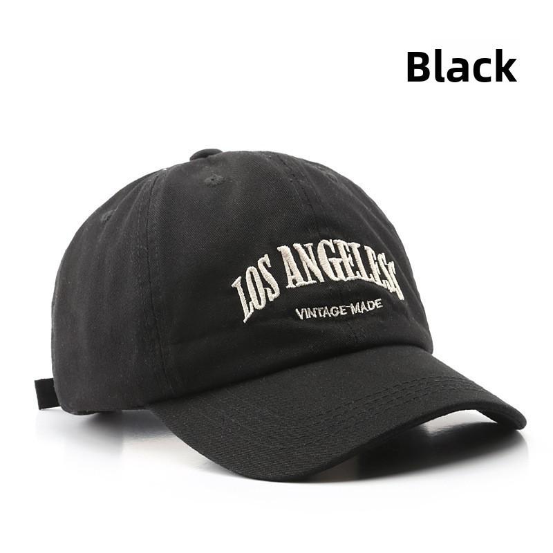 Vintage Denim Baseball Cap With Embroidered Letters For Summer Casual Wear чёрный