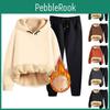 Solid Colour Autumn Fashion Womens And Winter Padded And Thickened Hooded Sweatshirt Sweater Sweatpants Casual Twopiece Set