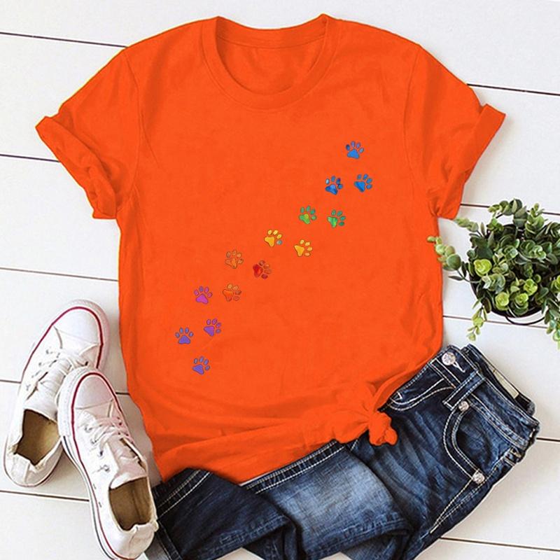 Unisex Short Sleeve Cat Paw Print T Shirts Women Causal Harajuku Tops Funny T Shirt