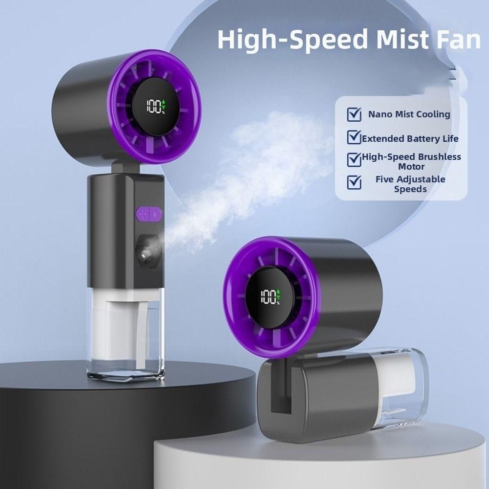 Strong Wind Foldable Small Fan USB Rechargeable Water Spray Mist Fan Personal Use