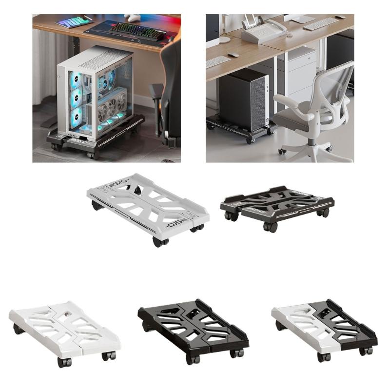 Adjustable Mobile CPU Stand with 4 Casters Wheel Floor Standing Host Stand Mobile PC Cart Stand Computer Tower Stand