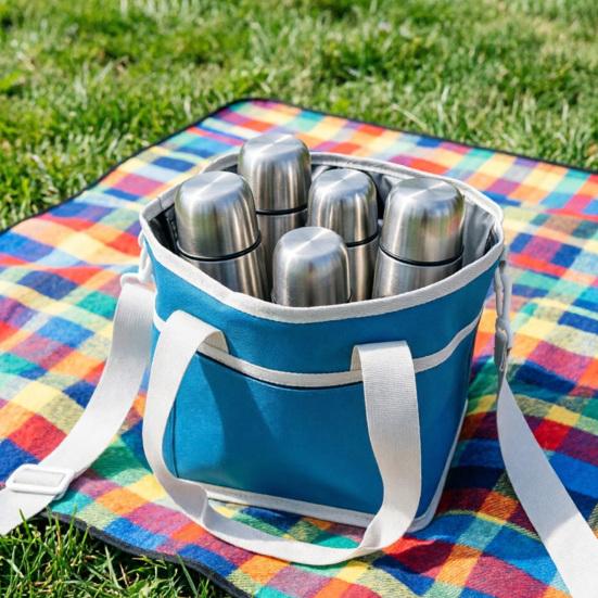Insulated Drink Carrier Bag, 4 Compartment Tumbler Carrier Caddy, Family Size Drink Bag with Adjustable Shoulder Strap, Drink Caddy Tote for Coffee